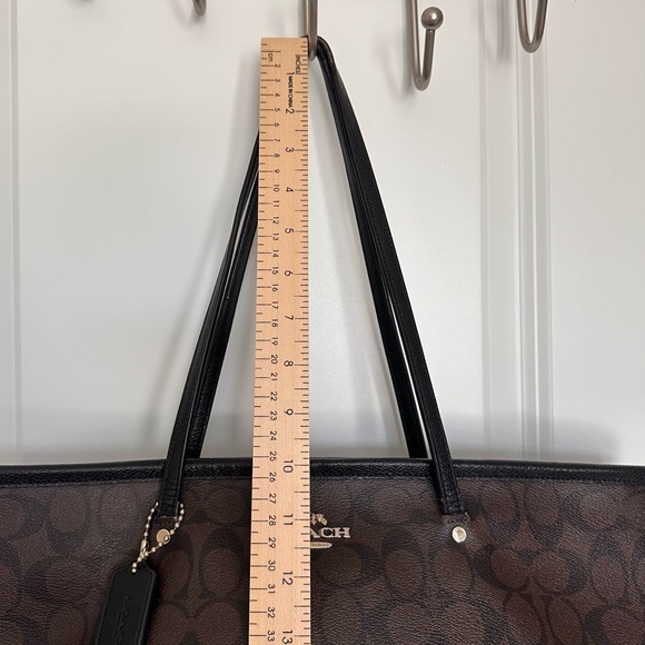 COACH WOMEN’S SIGNATURE STREET ZIP TOTE BLACK/ BROWN - Picture 5 of 15